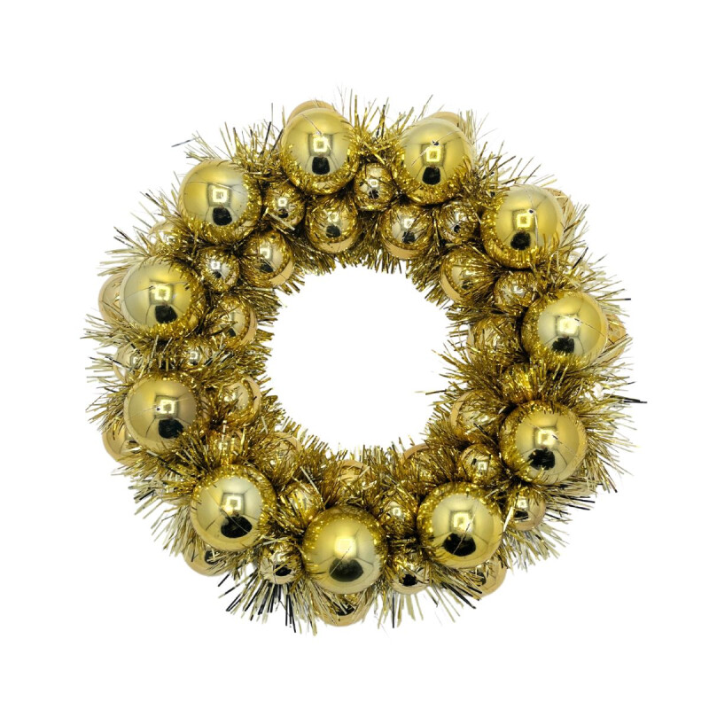 Corona Navideña Metalizada Dorado