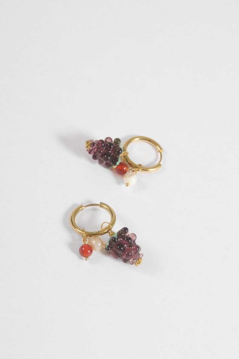 Aros acero uvas dorado