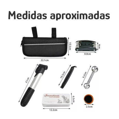 Set Herramientas P/Bicicleta Multitool Reparación Neumáticos Negro