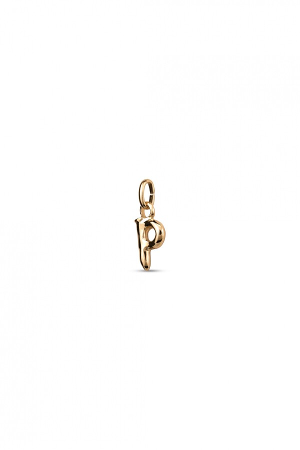 CHARM DE ALEACION DE METALES BAÑADO EN ORO DE 18 K CON FORMA DE LETRA P CON ARGOLLA Charm