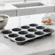Set x12 molde muffin antiadherente 35x26,5X3 cm GRIS OSCURO
