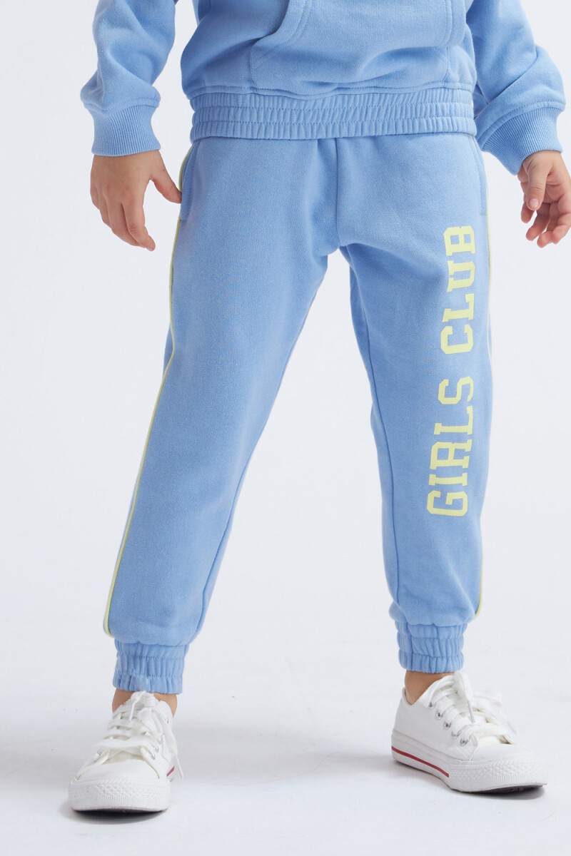 Pantalón deportivo con felpa Club- Celeste