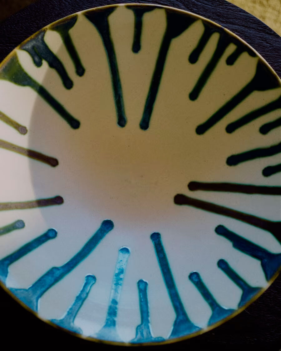 Centro de mesa Olmera de cerámica beige y verde Ø 36,5 cm Centro de mesa Olmera de cerámica beige y verde Ø 36,5 cm