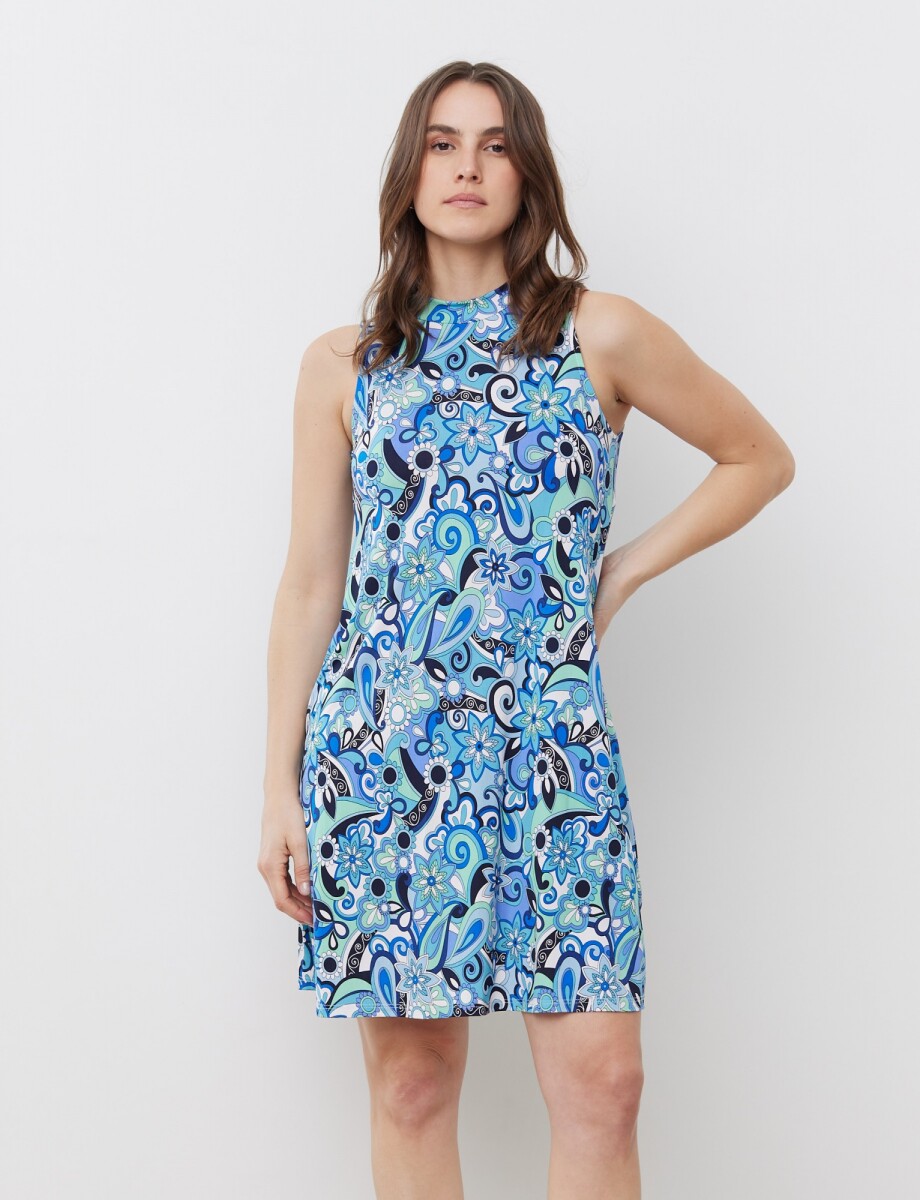 Vestido Printed - Multi/azul 