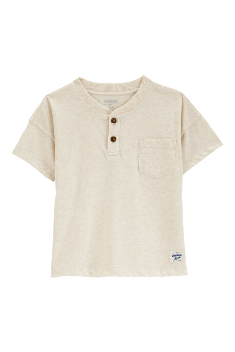 Remera henley de algodón, crema Sin color