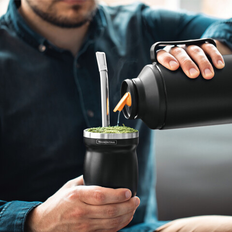 Mate negro en acero inoxidable 240ml -TRAMONTINA TF1486