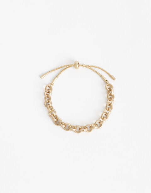 Pulseras Flexibles Metal Pulsera Ajustable De Eslabones - Dorado Oro Cepillado Mate