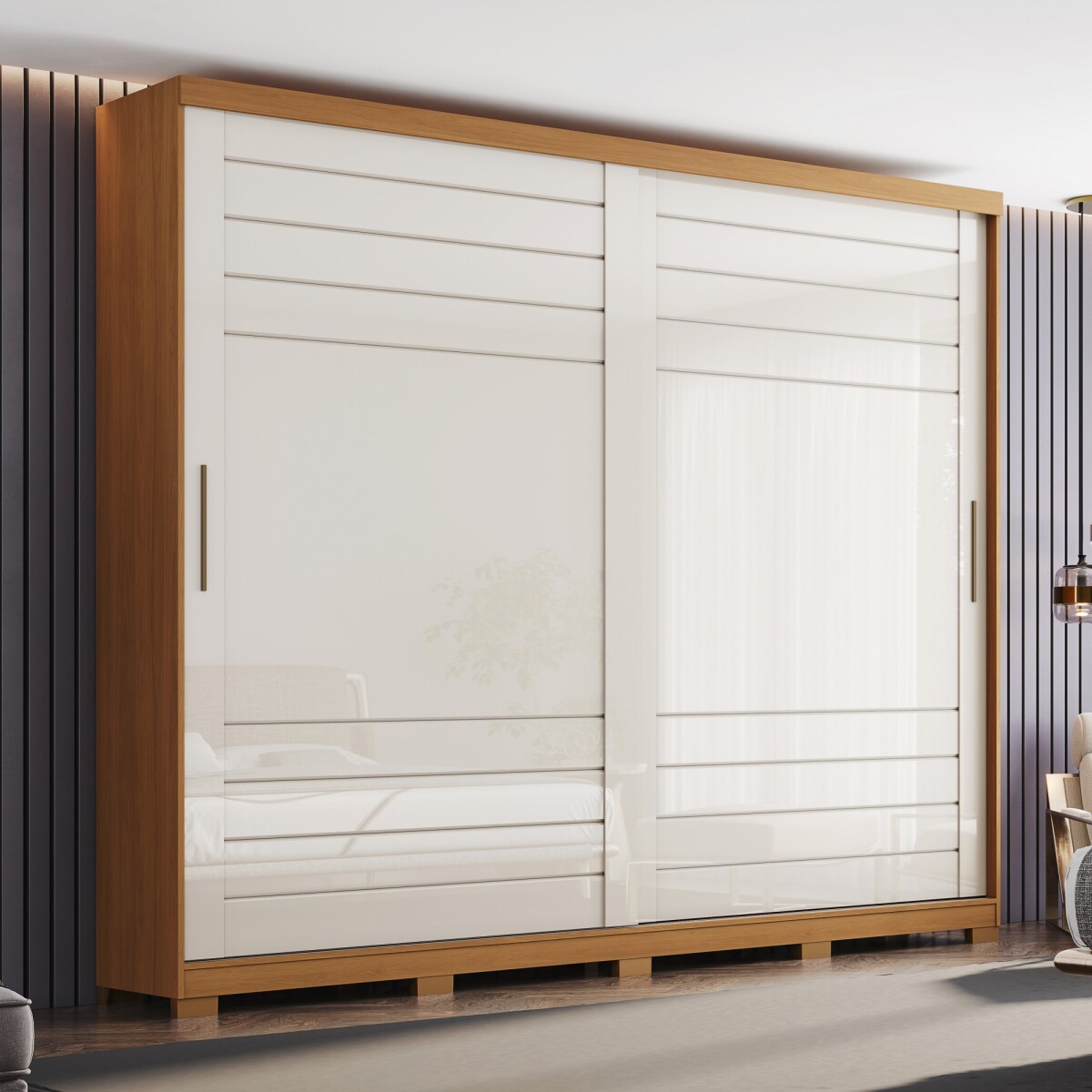 ROPERO CAYMAN 2 PUERTAS 6 CAJONES INTERNOS GUARDARROPA CLOSET ARMARIO 100% MDF - OFF WHITE 
