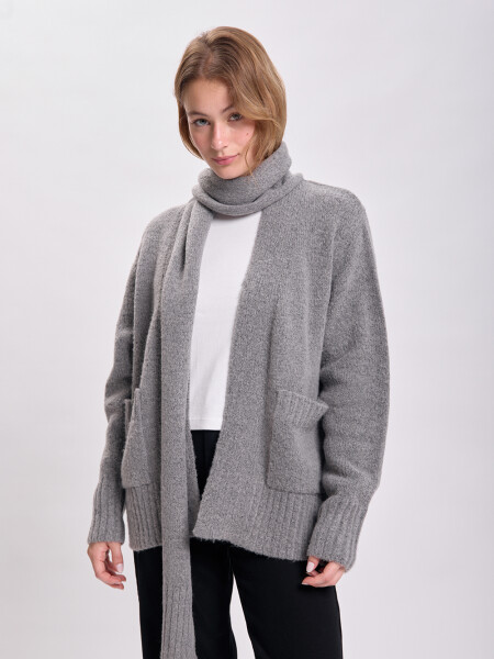 Cardigan punto lazo Gris Claro
