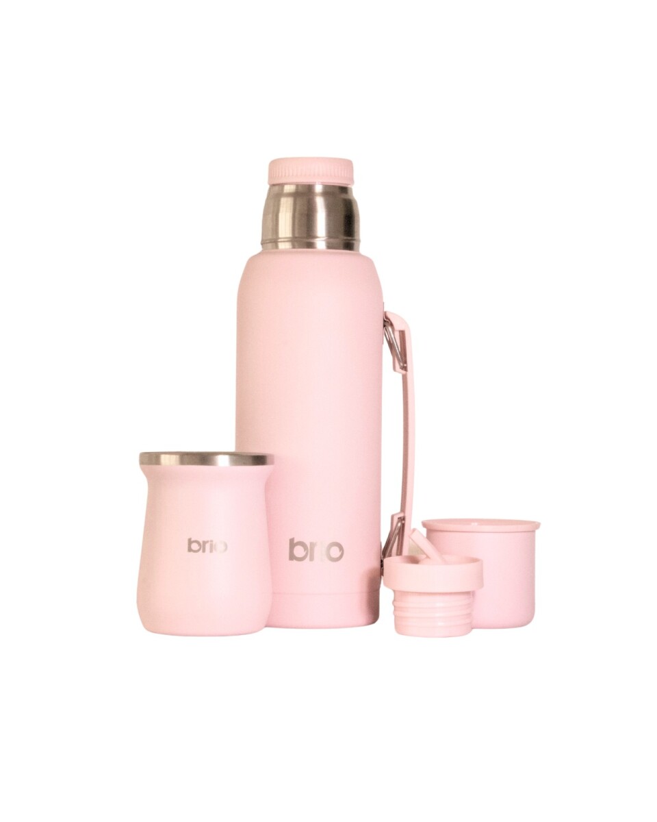 Set De Termo 1 Litro Y Mate Diseño Clásico brio Acero Inox - Rosa 