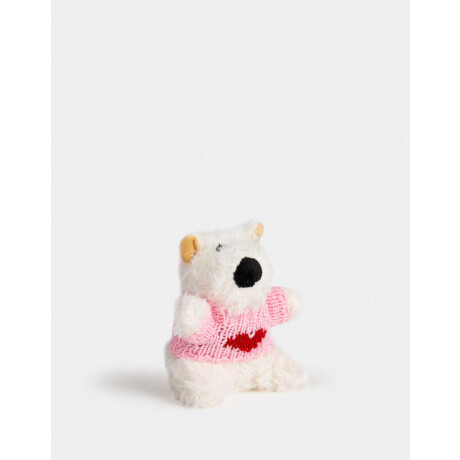 Llavero Y Charm De Perrito Con Sweater Blanco Crema