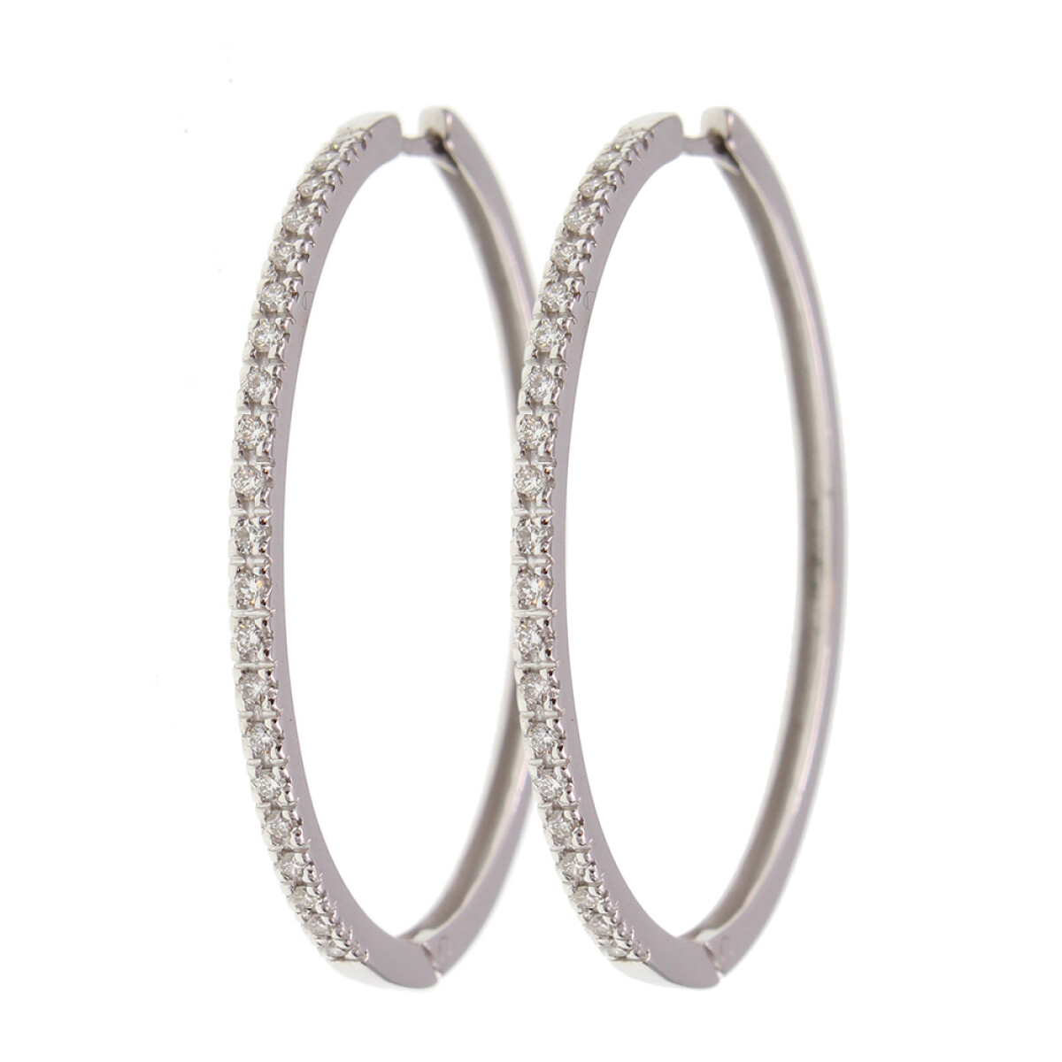 Aros Lauren grandes de oro blanco 18k con brillantes 