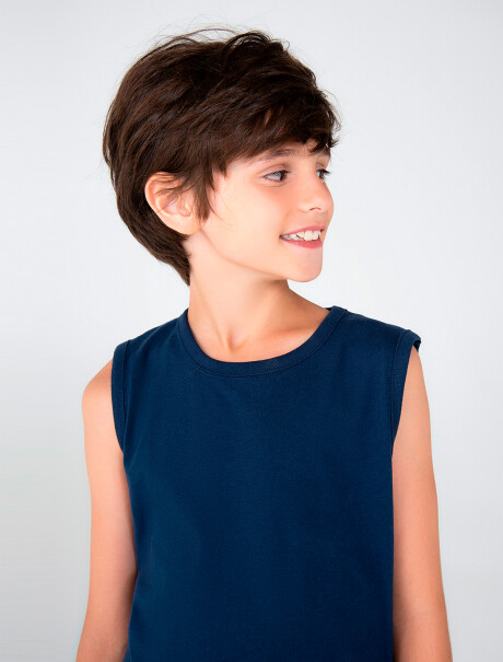 MUSCULOSA BÁSICA INFANTIL REGULAR AZUL OSCURO