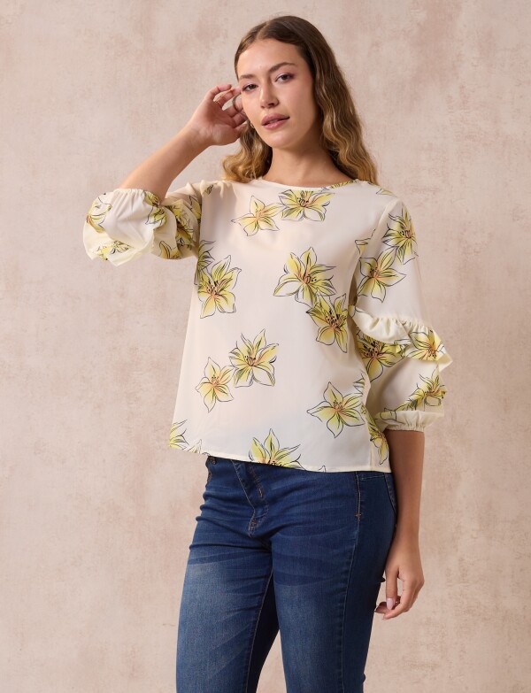 Blusa Manga Volados AMARILLO/MULTI
