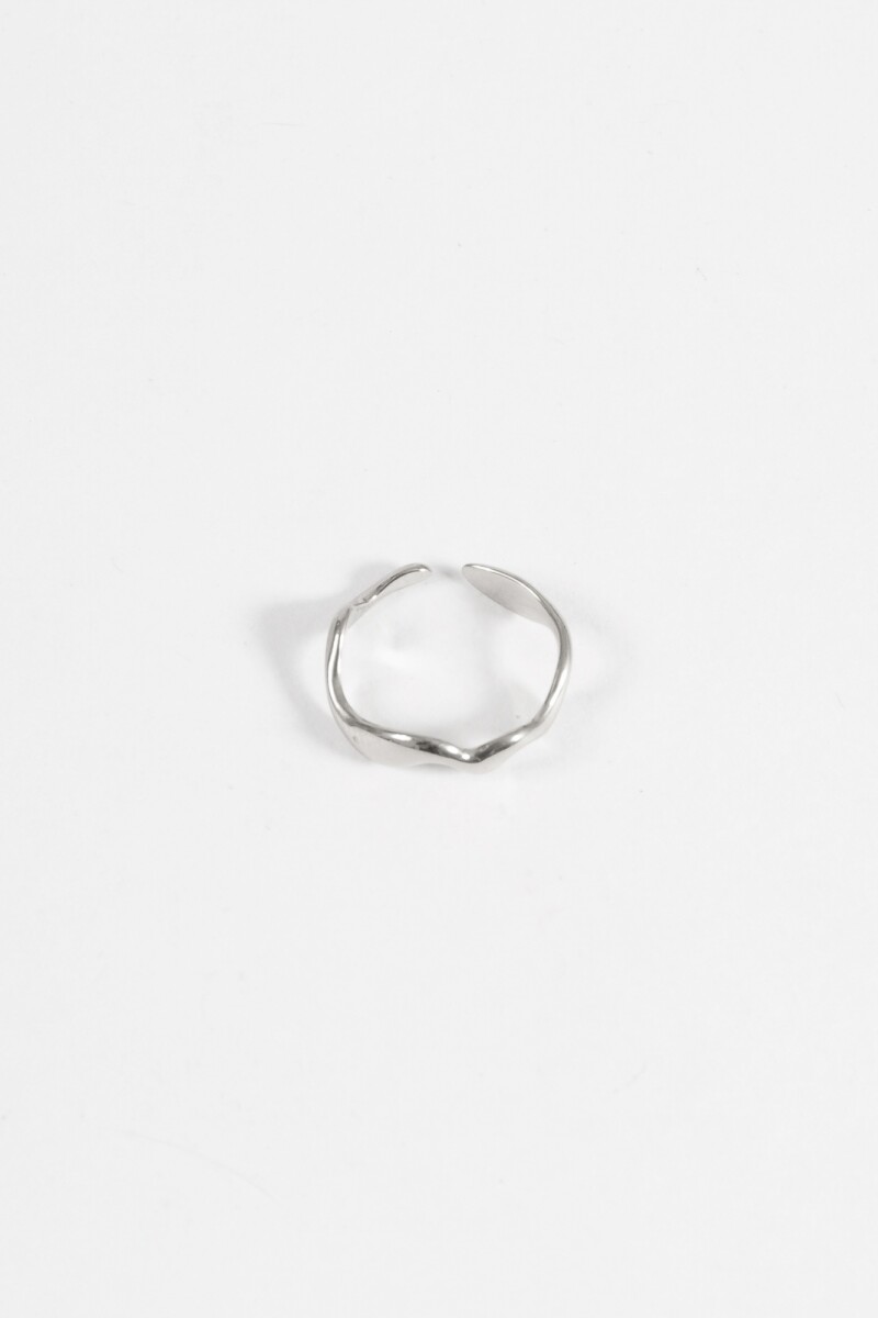Anillo acero curve plateado