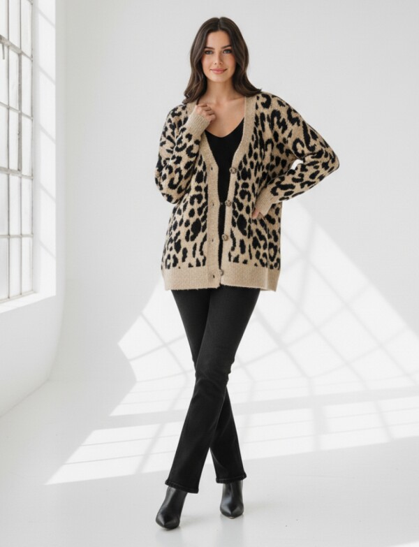 Cardigan Animal Print TOSTADO/MULTI