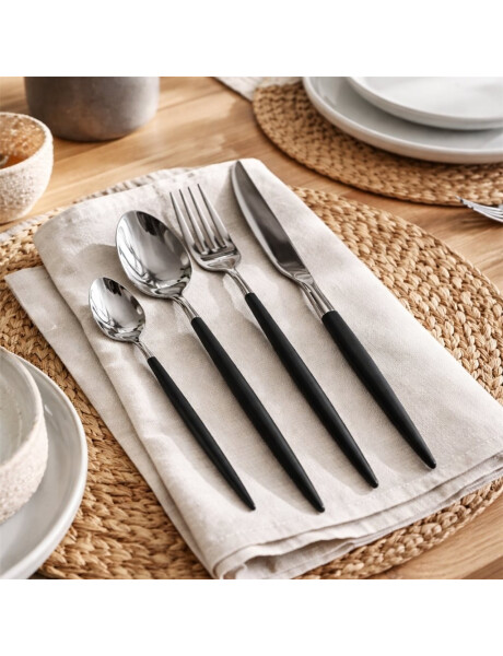 SET 24 PIEZAS CUBIERTO ACERO INOX MANGO NEGRO OSAKA SET 24 PIEZAS CUBIERTO ACERO INOX MANGO NEGRO OSAKA