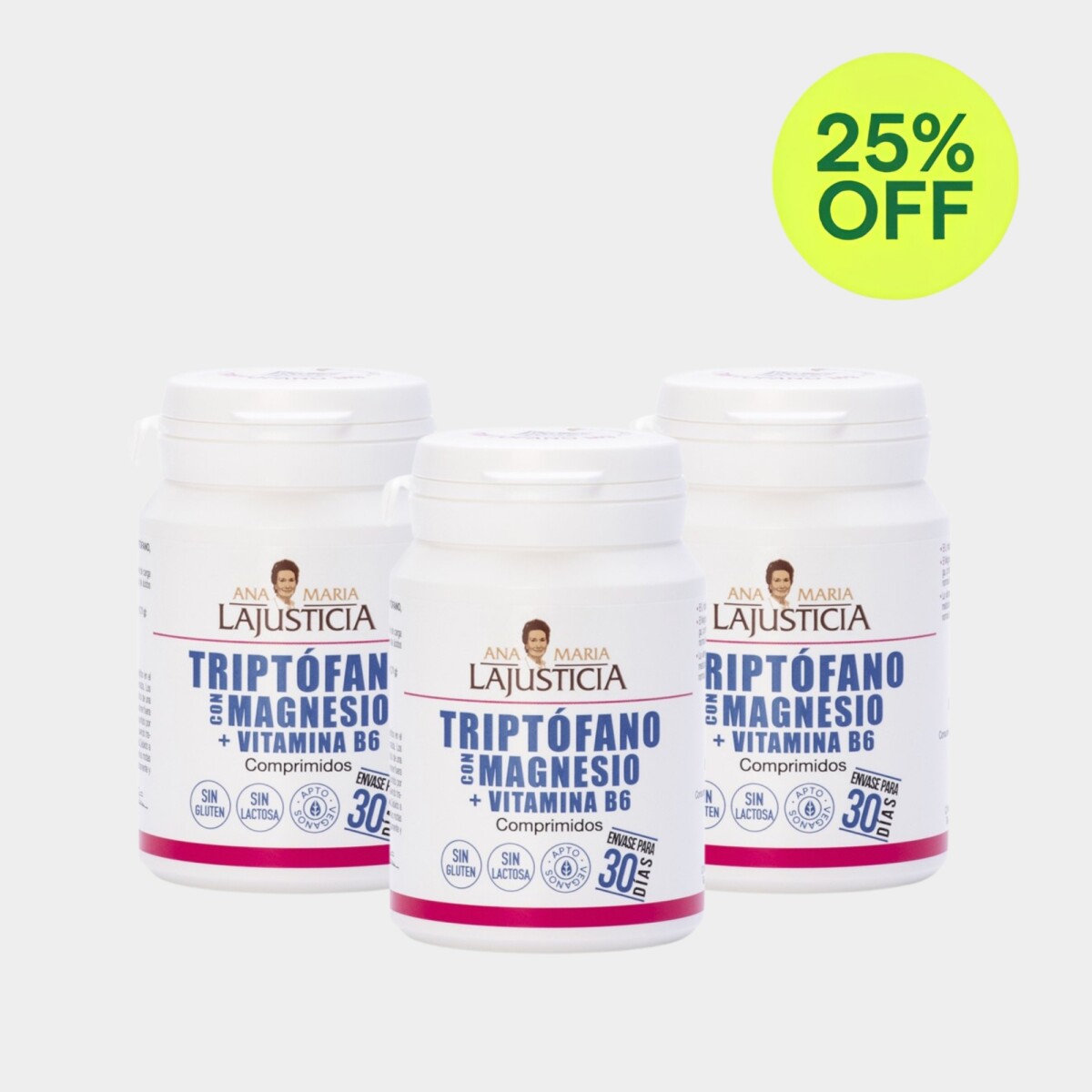 Triptófano con Magnesio + Vitamina B6 - 3un. 20% off 