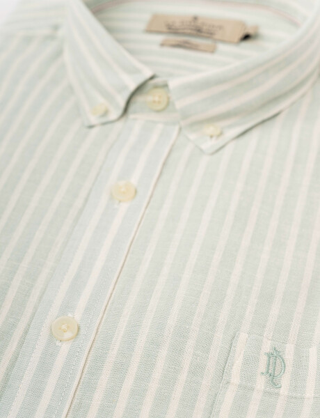 Camisa m/l rayada verde claro
