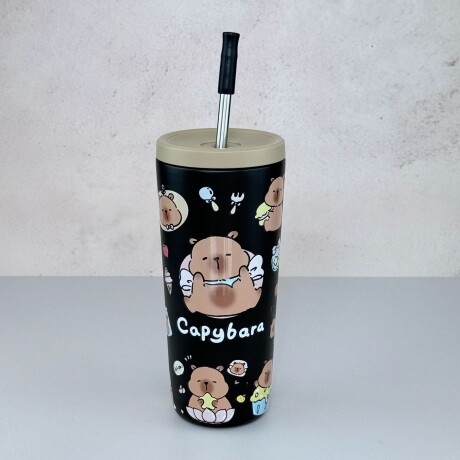 Vaso Térmico Capybara con Sorbito de Acero Inoxidable | Negro Vaso Térmico Capybara con Sorbito de Acero Inoxidable | Negro