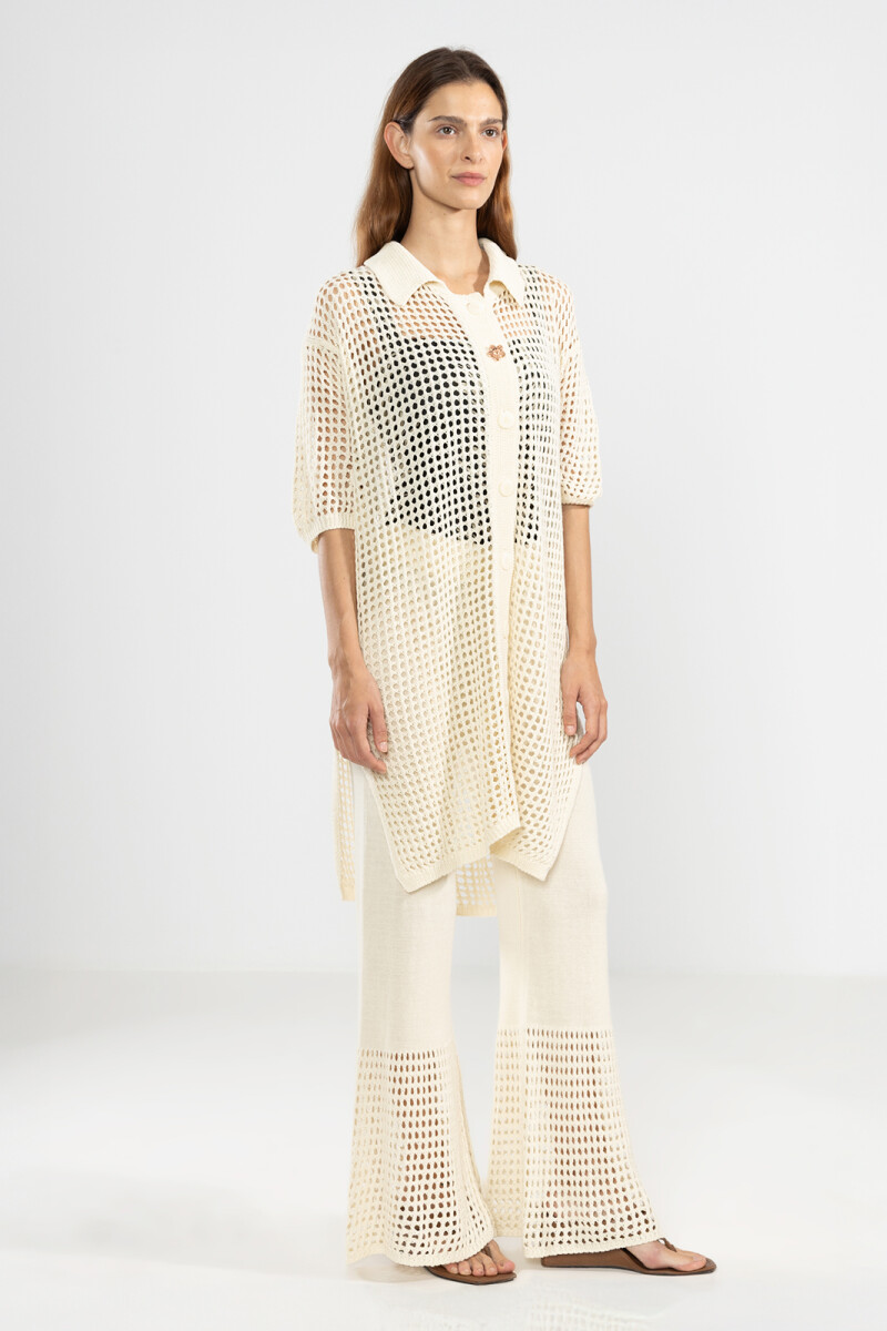 LONG KNIT SHIRT Cream