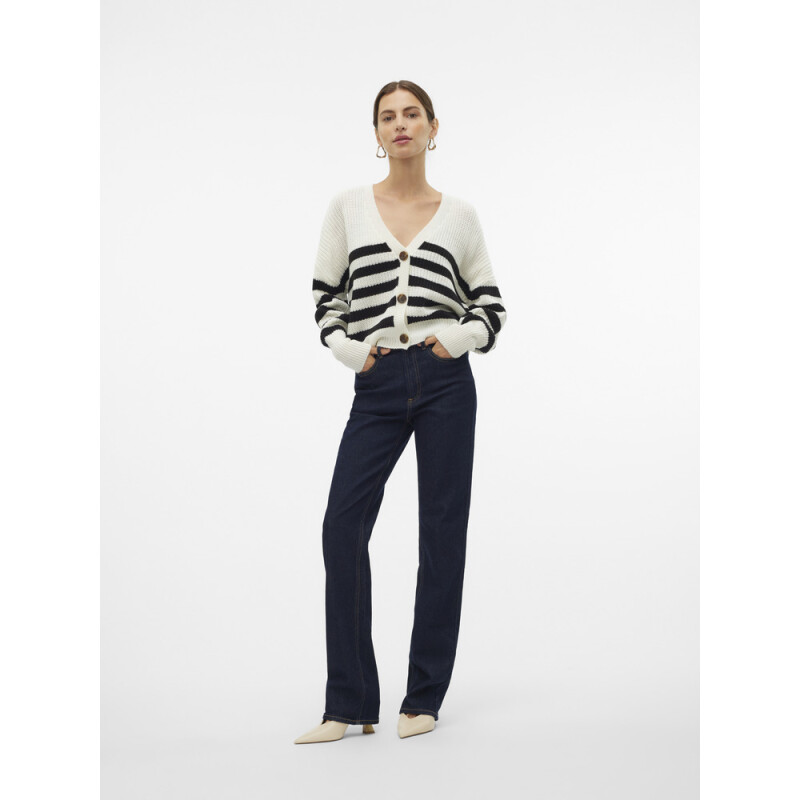 VMLEA LS V-NECK CUFF CARDIGAN NOOS CORE-15 1 Cloud Dancer/Stripes BLACK
