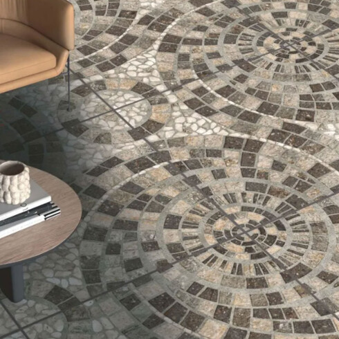 CERAMICA PISO ANTIDESLIZANTE GRIS PIEDRAS EXTERIOR 56X56 GAMAS DE GRIS