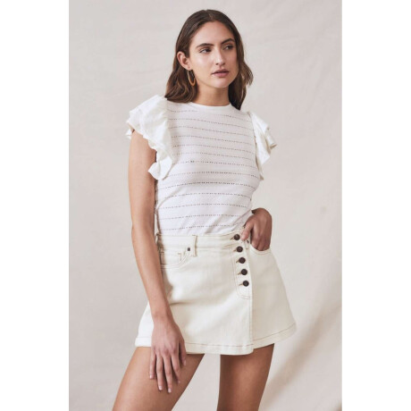 Remera Texturada Manga Volado Blanco