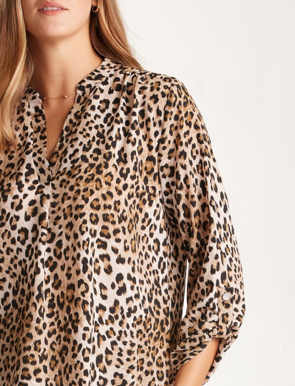 Blusa Animal Print MULTI/BEIGE