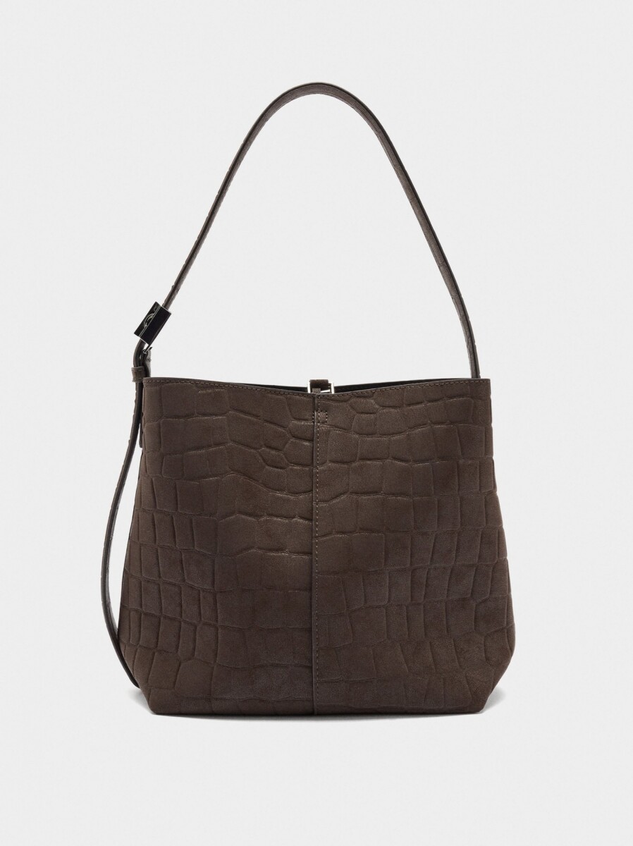 Bolso De Hombro Con Grabado Animal - marron 