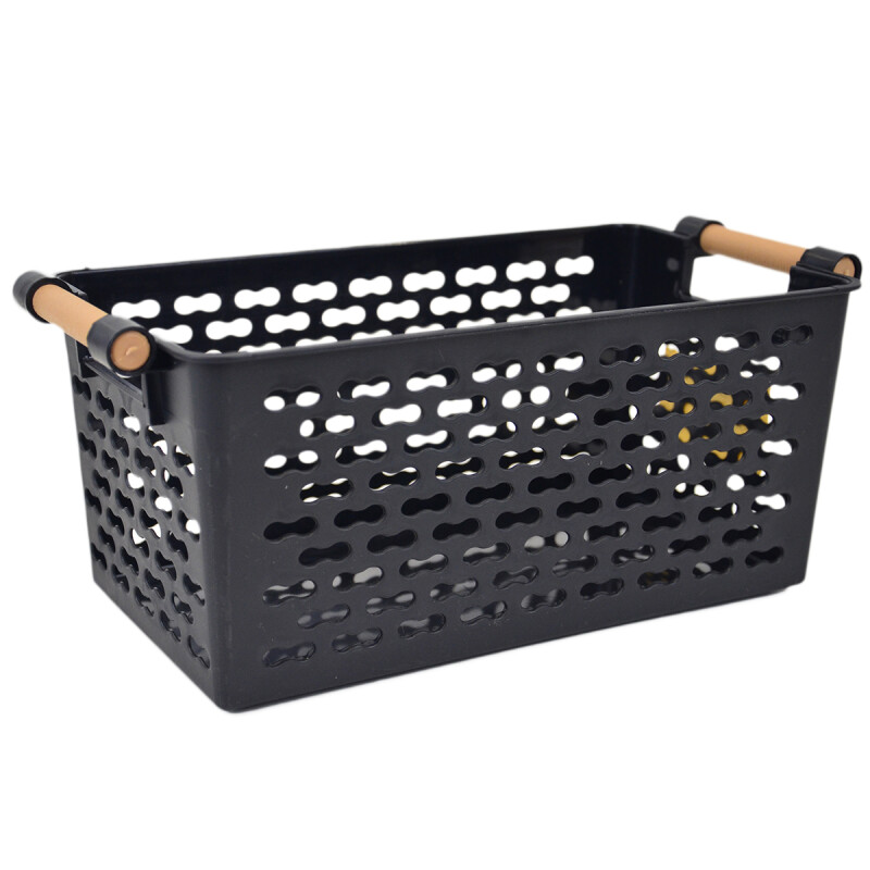 Set x3 Cesto calado con asas 30x15x13 NEGRO