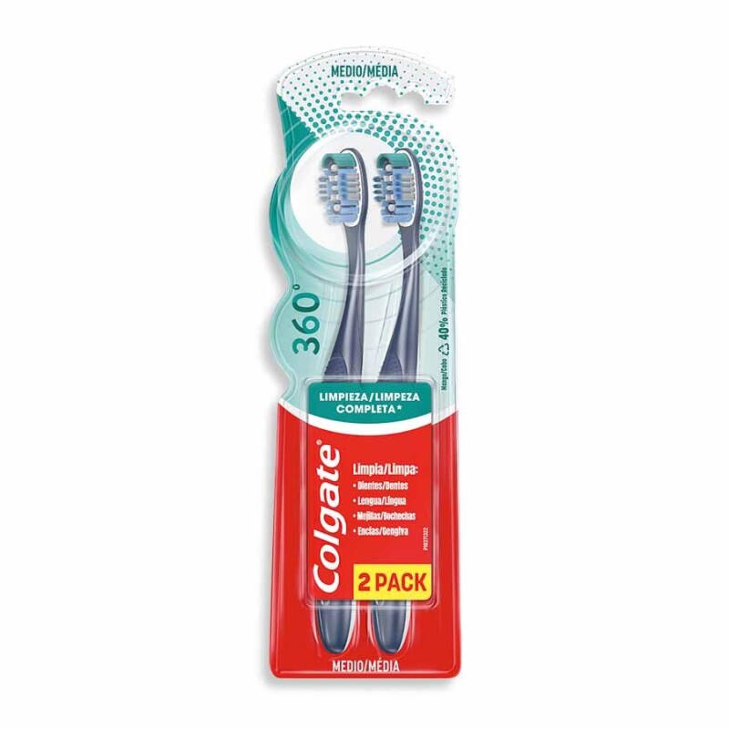 Cepillo de Dientes Colgate 360° Medio 2 Unidades Cepillo de Dientes Colgate 360° Medio 2 Unidades