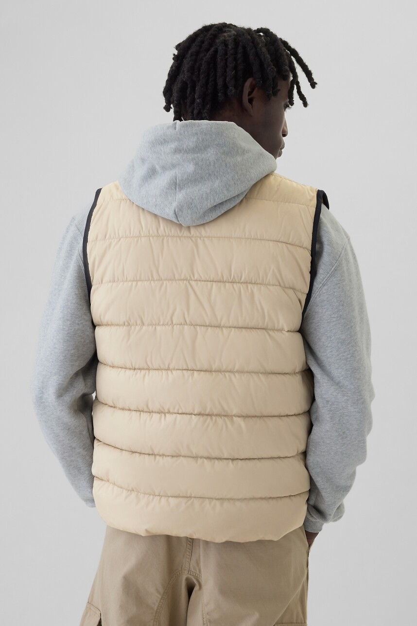 Chaleco Logo Gap Puffer Hombre Perfect Khaki