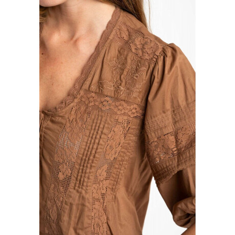 Blusa Boho Lino Chocolate
