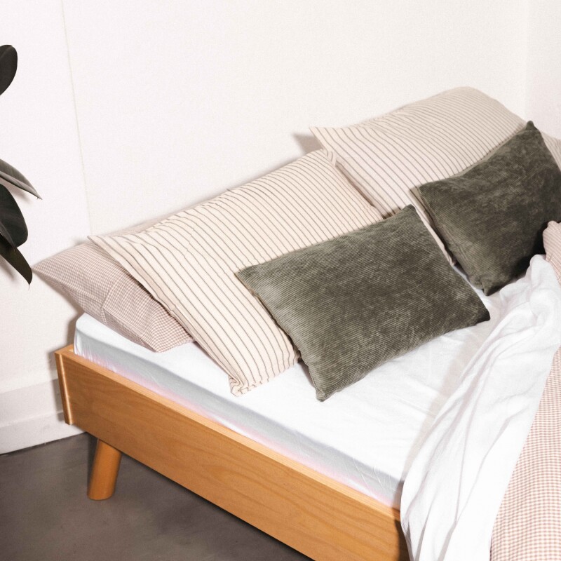 Funda almohada algodón percal y lino Oslo 50x90cm
