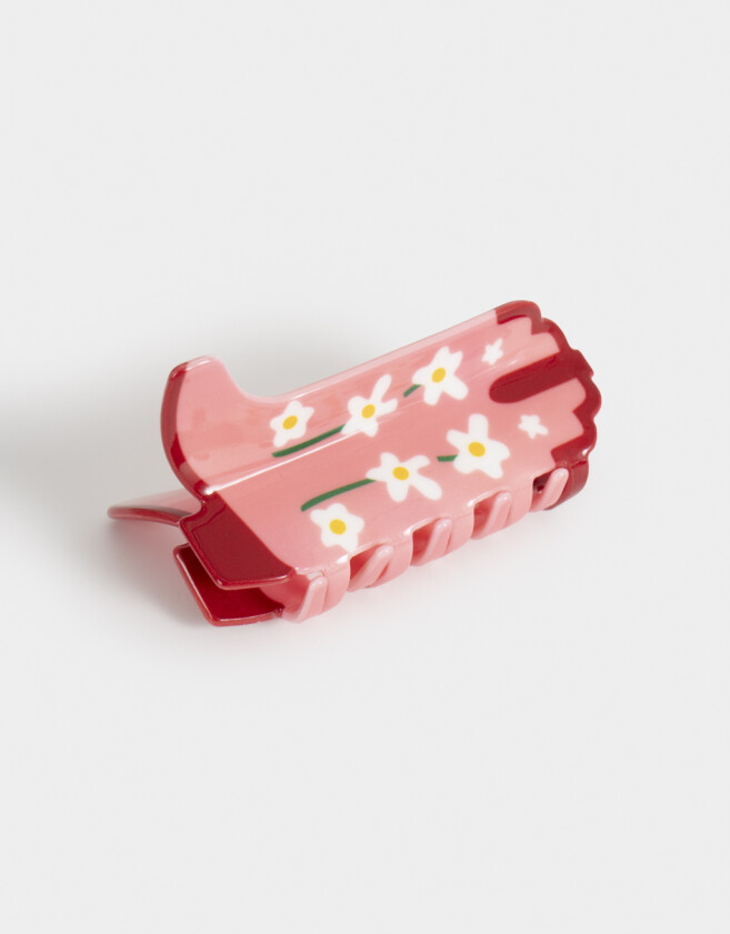 Broche Especiales Broche Acrílico Bota Con Flores - Rosa Claro