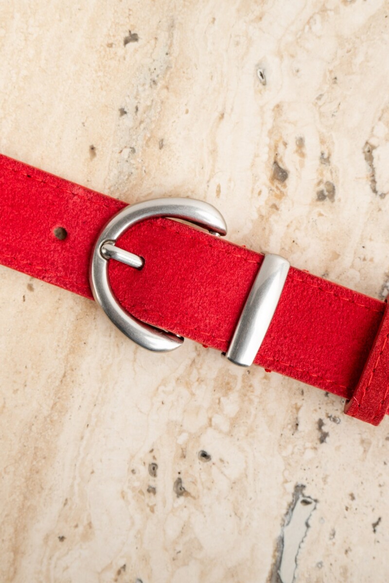 Cinto Gamuza Cuero Rojo