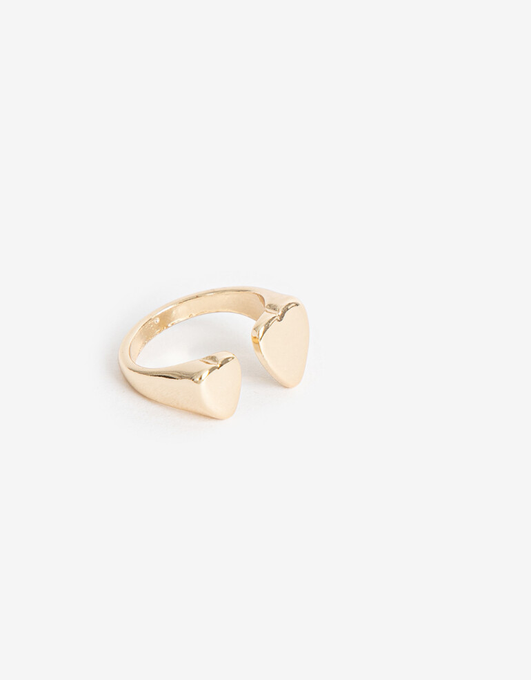 Anillos Chicos Metal Anillo Dedo Meñique Corazones - Dorado