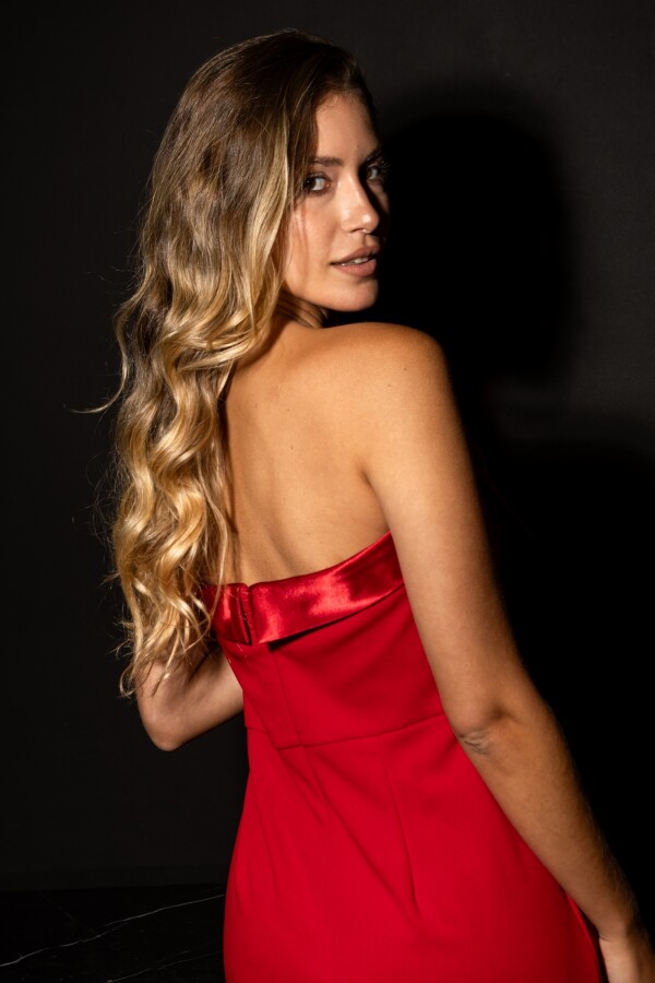 Vestido Bow Strapless ROJO