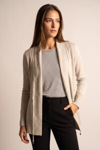 Cardigan C/solapa Algodón Elastano Gris Melange