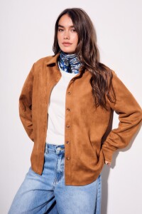 Camisa Gamuza Cuero Vegano Camel