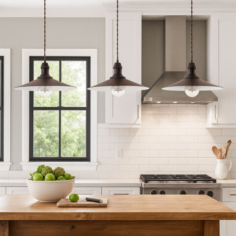 Lámpara colgante campana marrón/blco Ø36 STOCKBURY EG0232