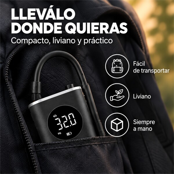 Inflador Compresor Portátil Goldtech Negro