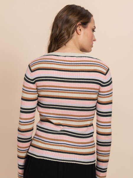 Camiseta tejida rib Rosa