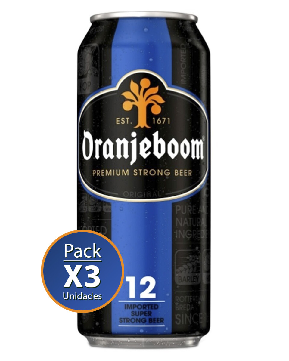 Pack de 3 latas de cerveza Oranjeboom Súper Strong 12% de 500cc 
