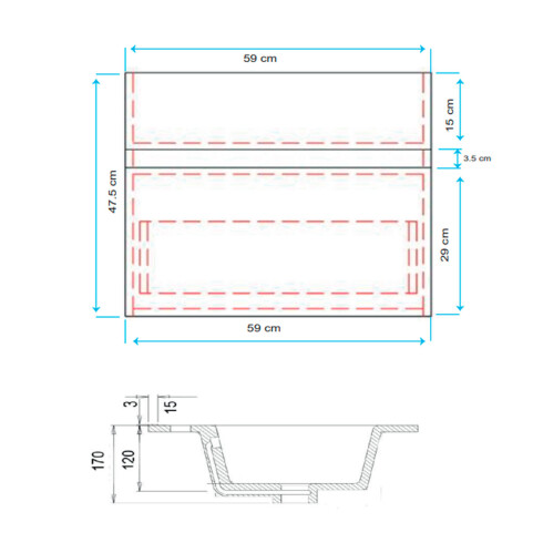 Mueble Baño Roble Con Bacha 59 Cm 000