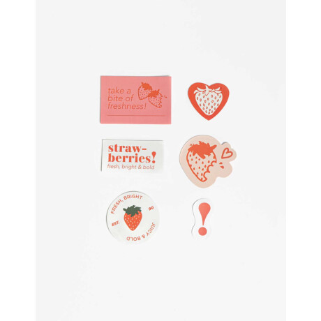 Set De Stickers De Vinilo Frutillas Combinacion Multicolor