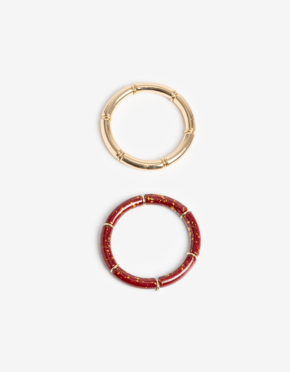 Set De Pulseras Metal Y Resina 