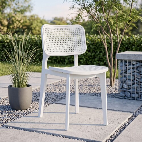 Silla Simil Rattan de polipropileno Blanco