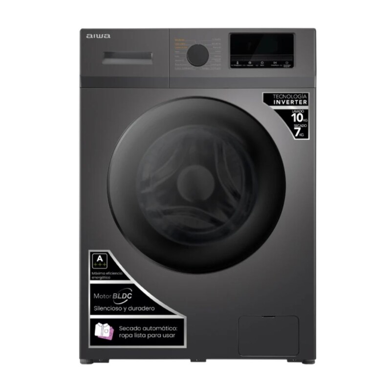 Lavasecarropas Carga Frontal AIWA 10KG Inverter Gris AWLST10G Lavasecarropas Carga Frontal AIWA 10KG Inverter Gris AWLST10G